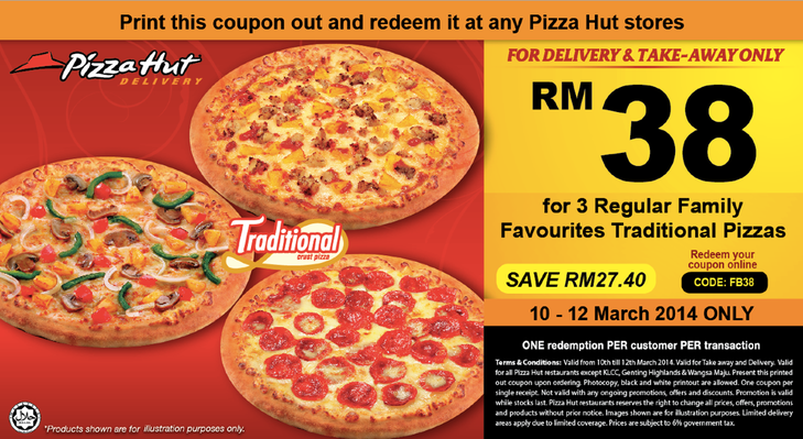 Pizza Hut Rm38 For 3 Regular Family Favourites Traditional Pizzas Contests Events Malaysia