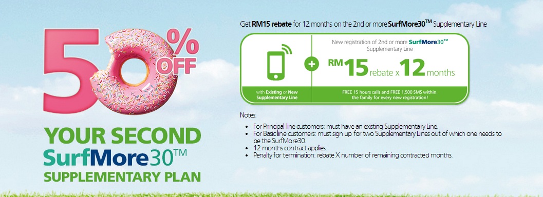 Maxis: 50% off on your second SurfMore30 Supplementary Plan - Contests